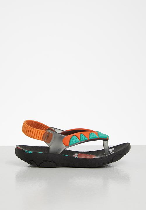 Klin - Aqua print sandal - black & orange