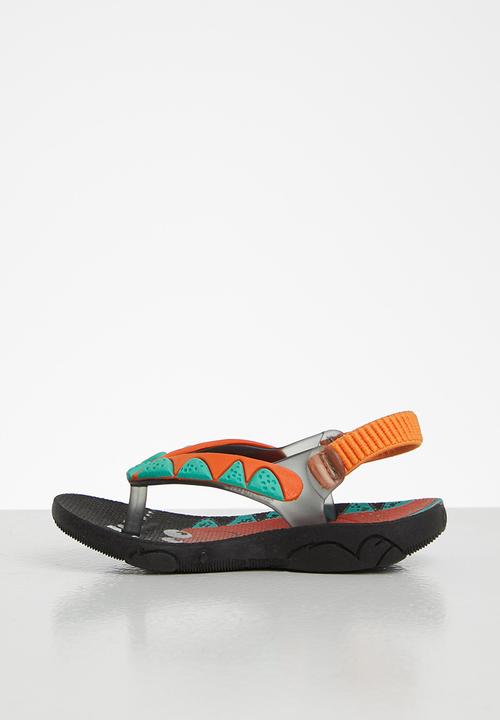 Klin - Aqua print sandal - black & orange