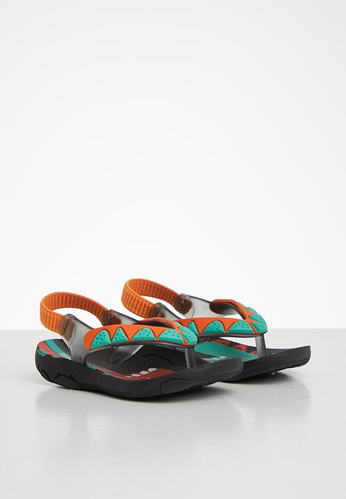Klin - Aqua print sandal - black & orange