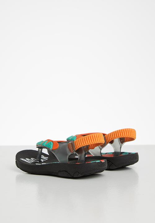 Klin - Aqua print sandal - black & orange