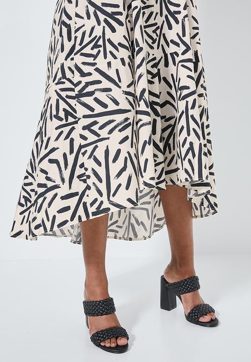 Superbalist - Hi neck trapeze dress - white marker print