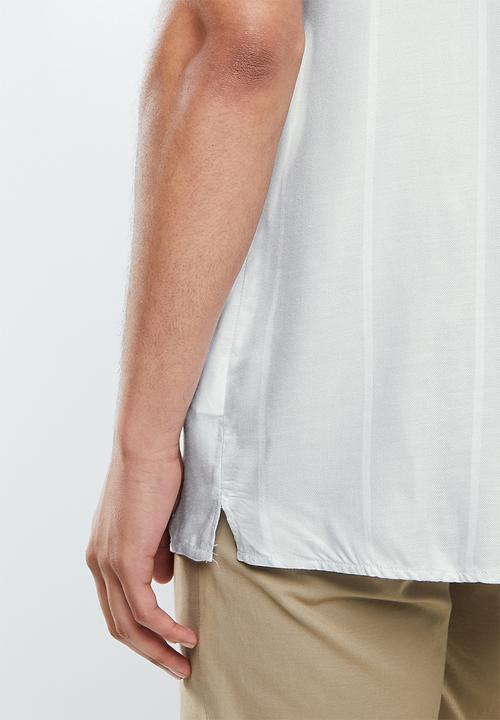 Cotton On - Textured short sleeve shirt - grey & white 