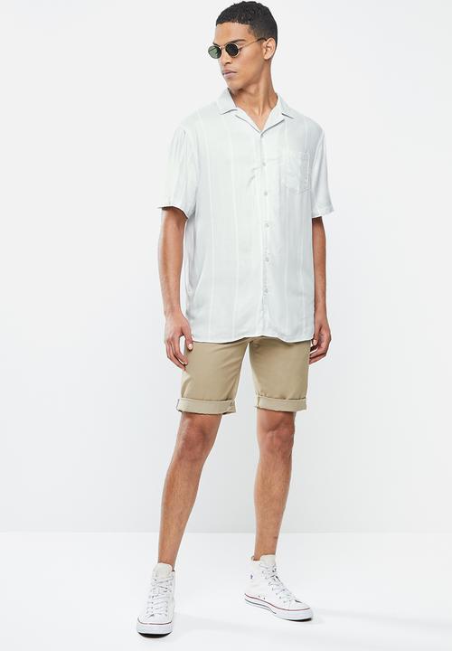 Cotton On - Textured short sleeve shirt - grey & white 