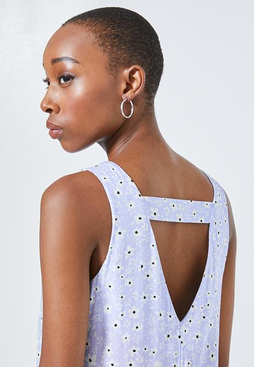 Superbalist - V-back tiered dress - blue & white