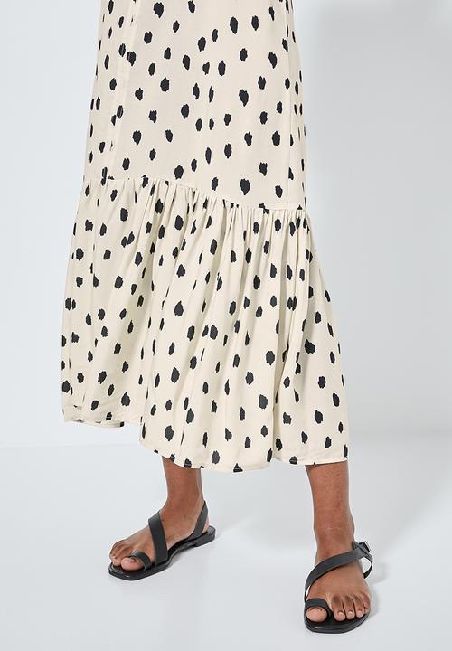 Superbalist - V-back tiered dress - neutral & black 