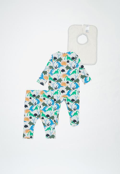 Cotton On - Bundle long sleeve zip romper, legging & bib - multi