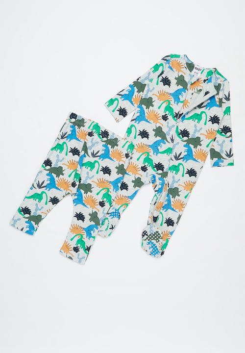 Cotton On - Bundle long sleeve zip romper, legging & bib - multi