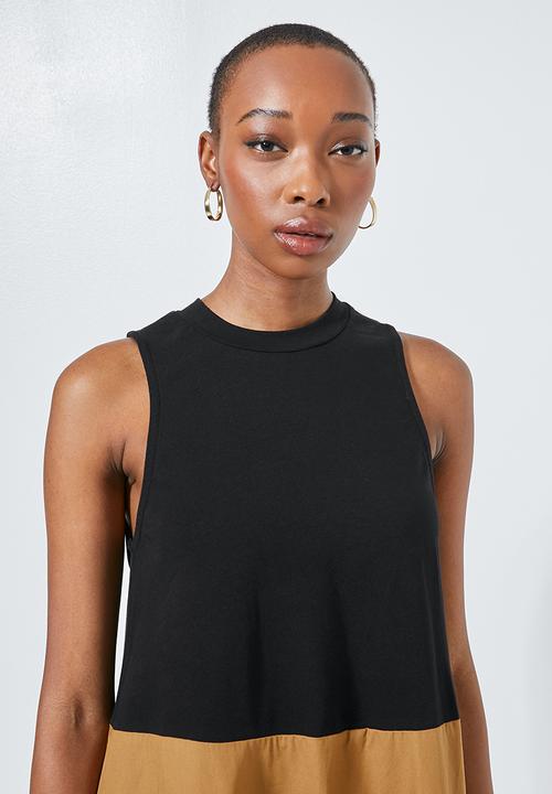 Superbalist - Combo fabric colomn dress - black & tobacco