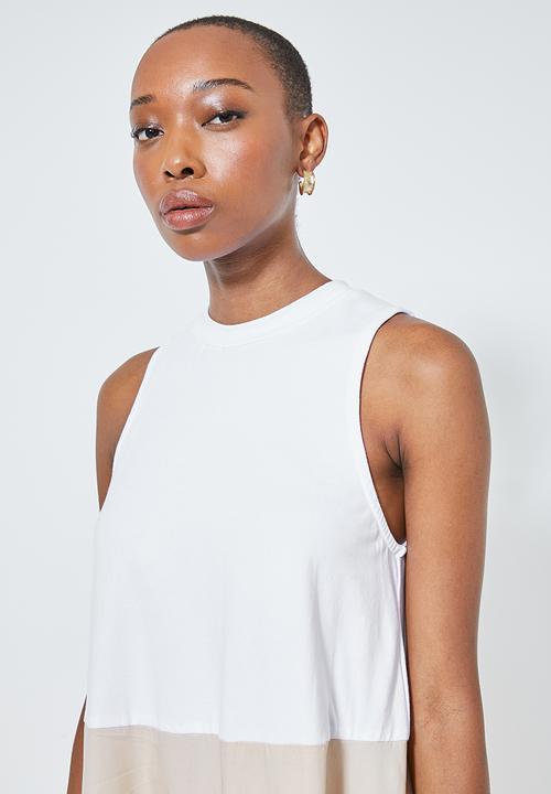 Superbalist - Combo fabric colomn dress - white & stone