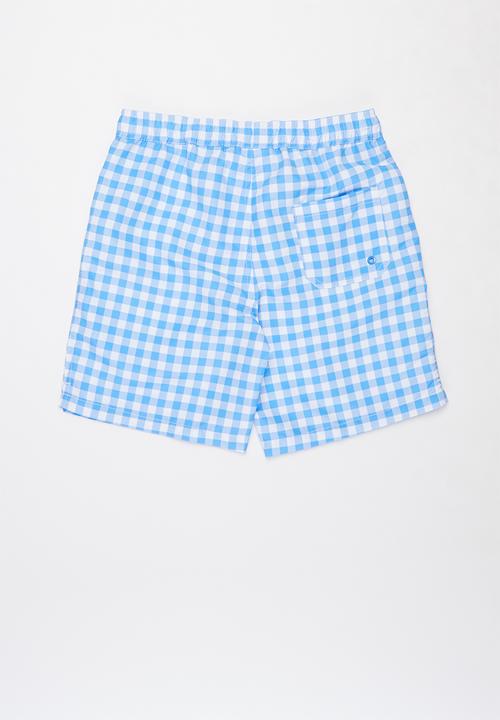 Free by Cotton On - Boys bailey boardshort - gingham check & blue bird