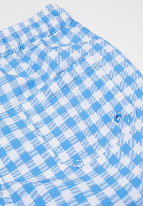 Free by Cotton On - Boys bailey boardshort - gingham check & blue bird