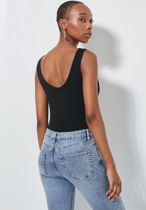 Superbalist - 2 pack lycra rib low scoop bodysuit - black & white