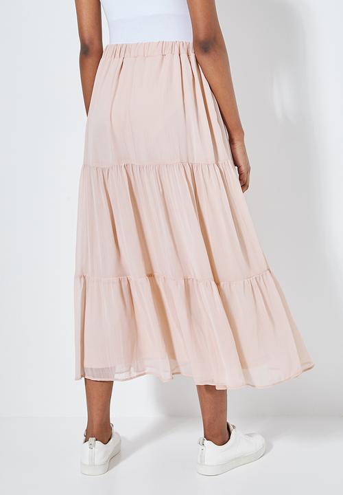 Superbalist - Tiered midi skirt - light pink 