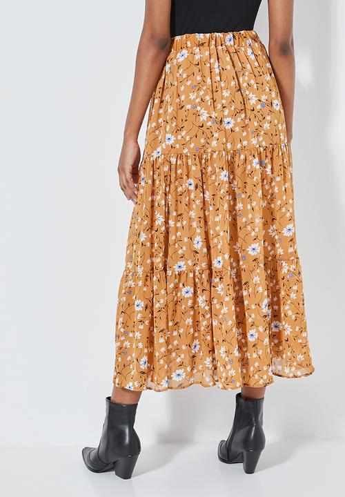 Superbalist - Tiered midi skirt - orange 