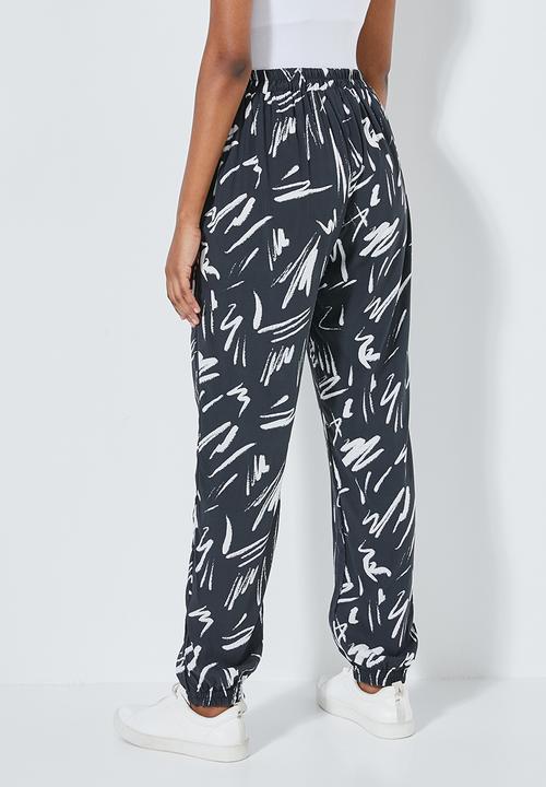Superbalist - Pull on pants - black & white 