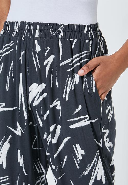 Superbalist - Pull on pants - black & white 