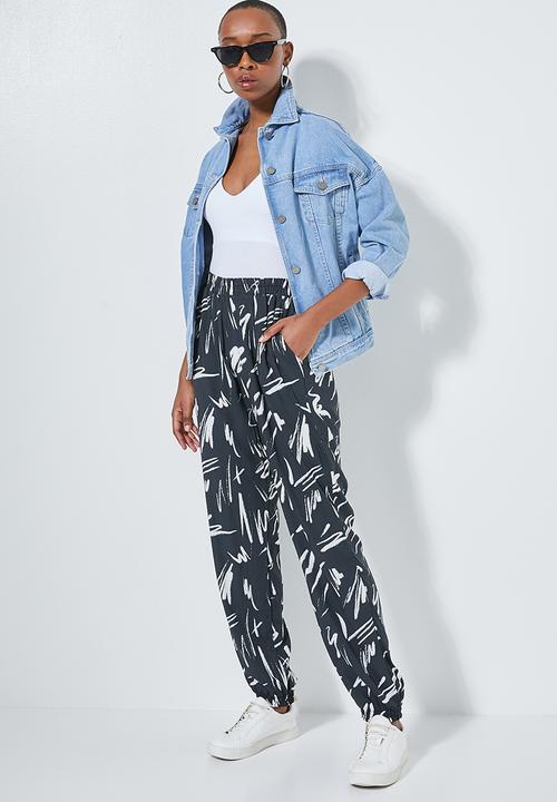 Superbalist - Pull on pants - black & white 