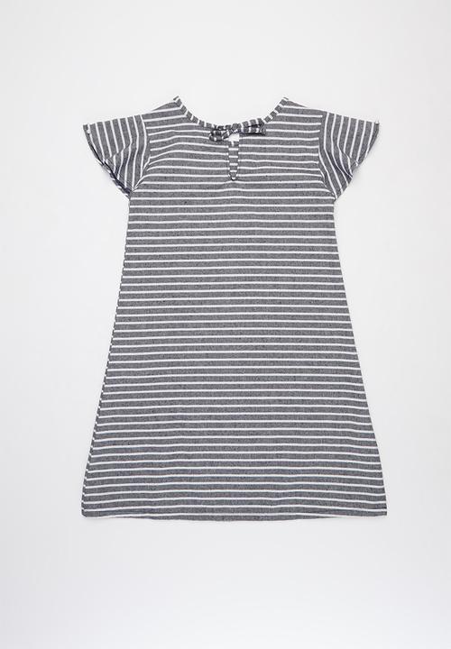 Quimby - Stripe woven dress - navy & white 