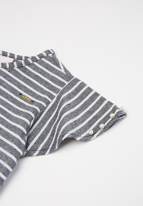 Quimby - Stripe woven dress - navy & white 