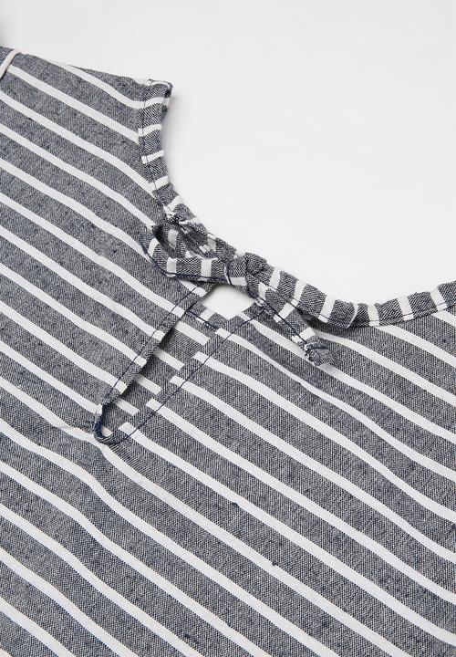 Quimby - Stripe woven dress - navy & white 