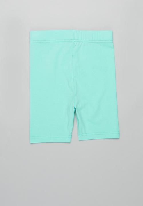 Pop Candy - 2 Pack biker leggings - aqua & white
