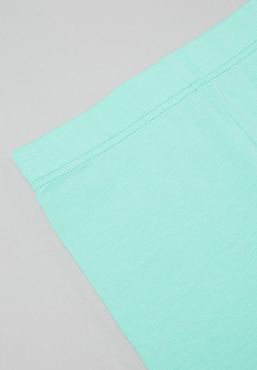 Pop Candy - 2 Pack biker leggings - aqua & white