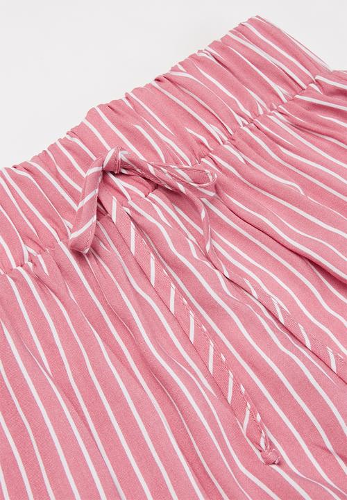 Rebel Republic - Girls elasticated waistband shorts - pink & white 