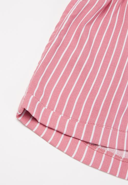 Rebel Republic - Girls elasticated waistband shorts - pink & white 