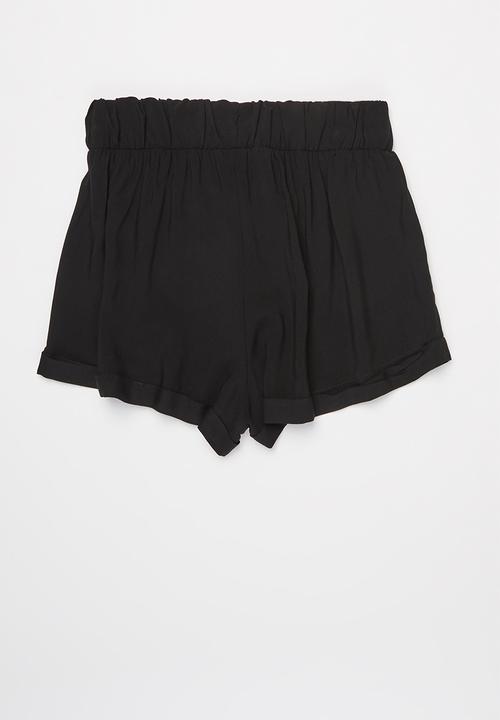 Rebel Republic - Girls elasticated waistband shorts - black