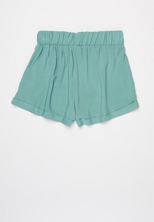 Rebel Republic - Girls elasticated waistband shorts - green