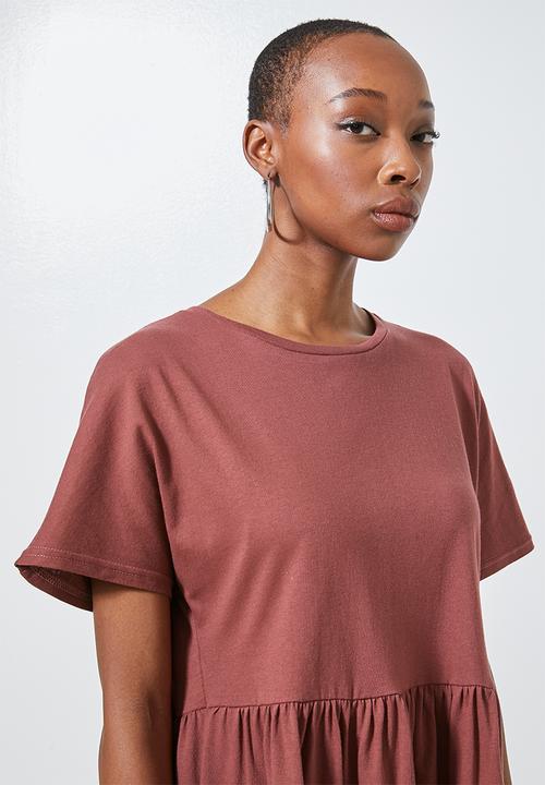 Superbalist - Short babydoll knit dress - brown