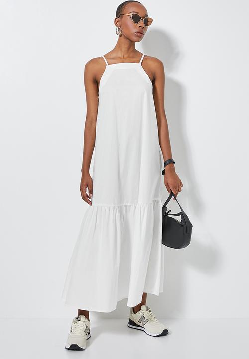 Superbalist - Single tier strappy trapeze dress - white