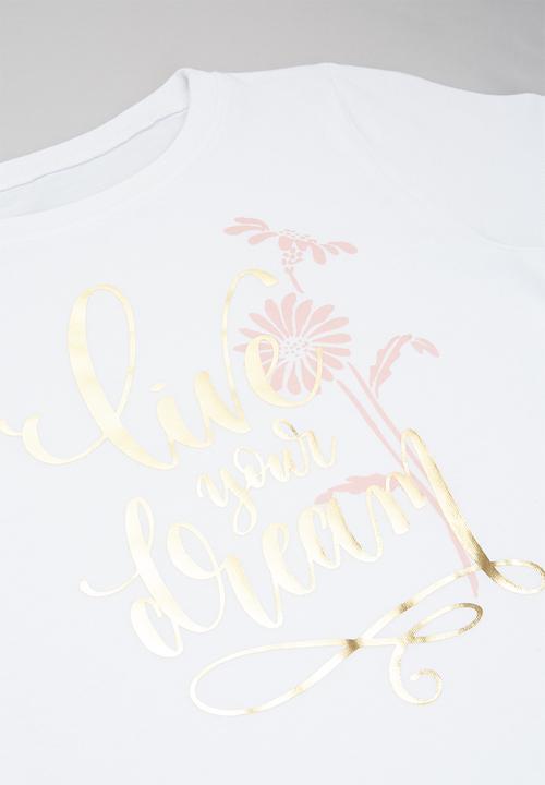 Rebel Republic - Graphic crop top - white