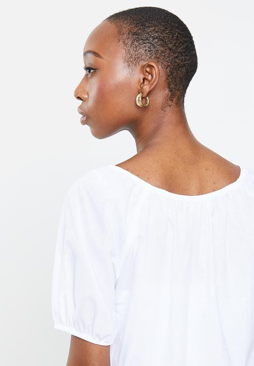 edit - Voile puff sleeves blouse - white 