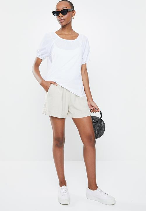edit - Voile puff sleeves blouse - white 
