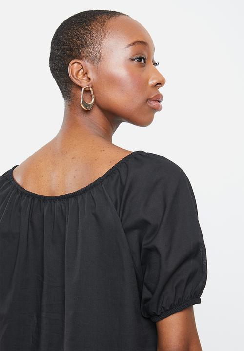 edit - Voile puff sleeve blouse - black