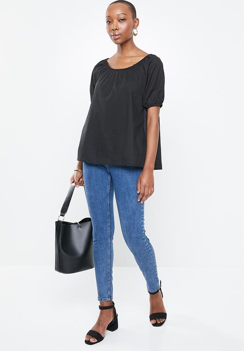 edit - Voile puff sleeve blouse - black