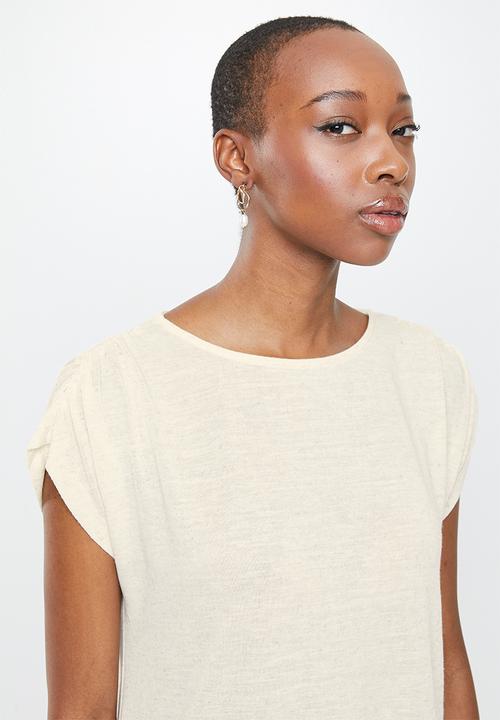 edit - Textured grown on sleeve tee - oatmeal