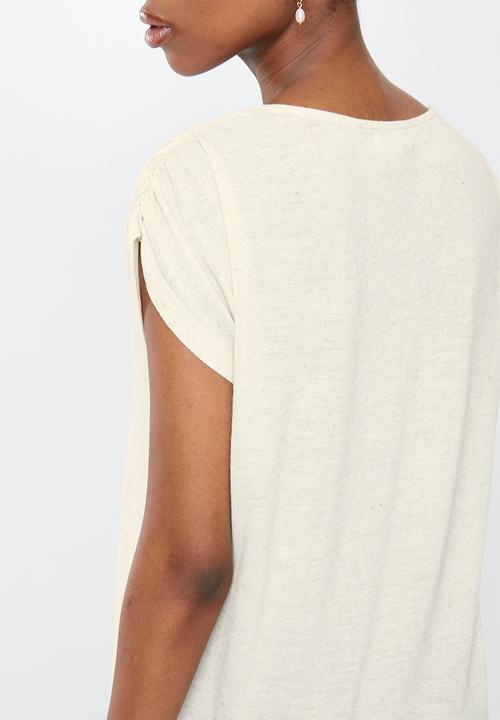edit - Textured grown on sleeve tee - oatmeal