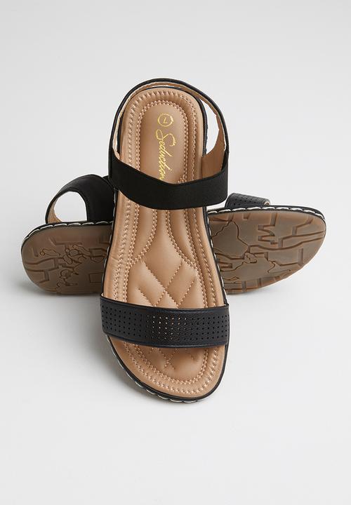 Seduction - Faux leather slingback sandal - black
