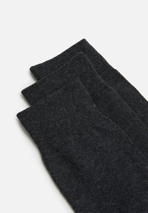 Superbalist - Plain 3 pack socks - charcoal