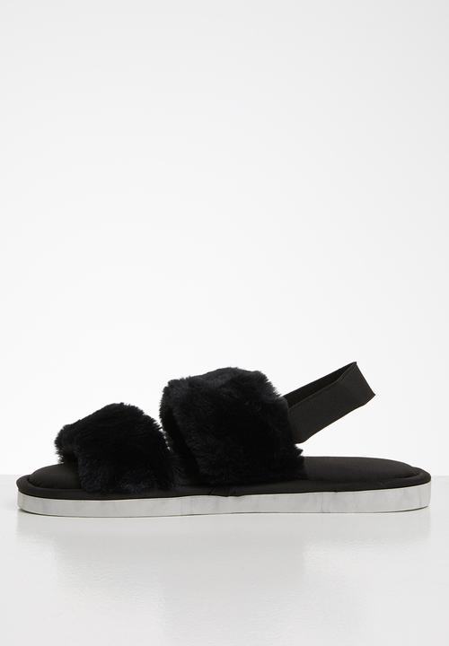 Seduction - Faux fur slipper - black