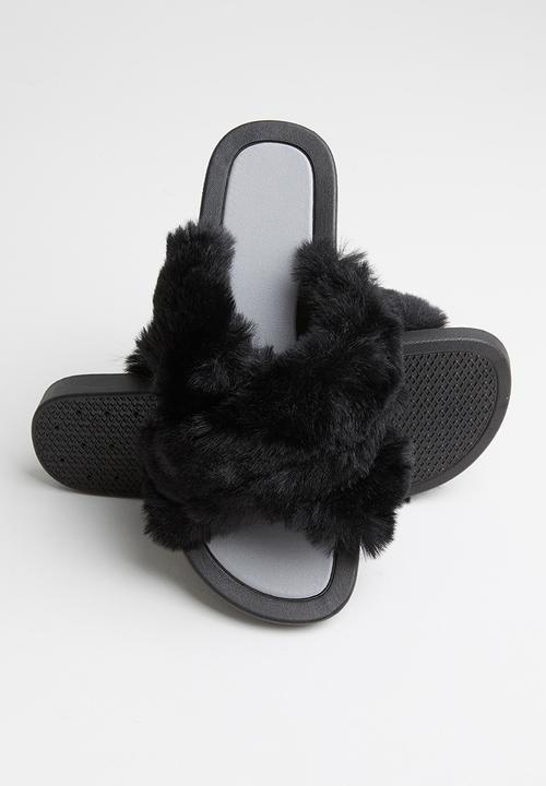Seduction - Fluffy slipper - black