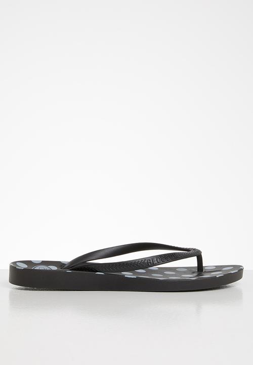 Blossom Girl - Polka dot flip flop - black & blue