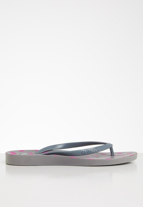 Blossom Girl - Polka dot flip flop - grey & purple 