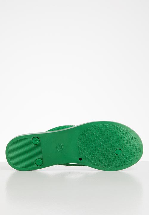 Blossom Girl - Polka dot flip flop - green & white