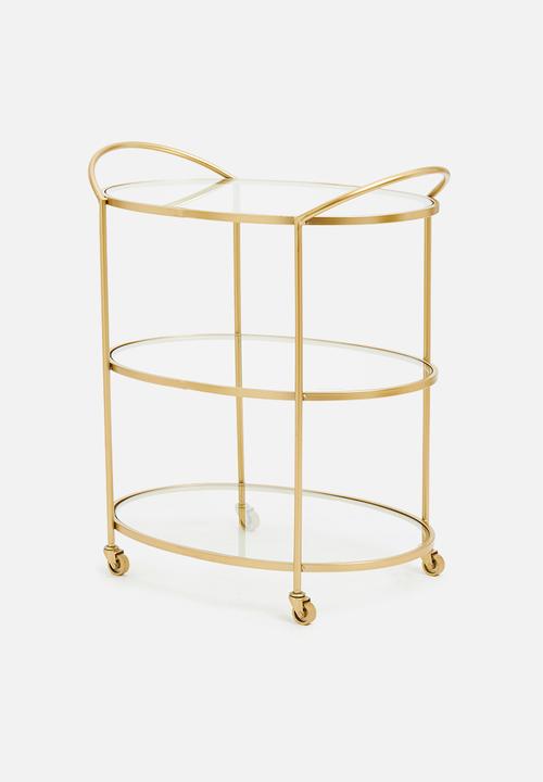 Sixth Floor - Delicate oval drinks trolley - brass 