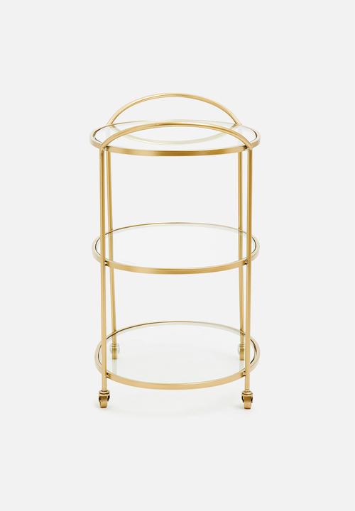 Sixth Floor - Delicate oval drinks trolley - brass 