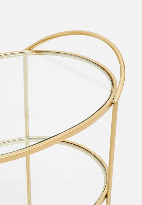 Sixth Floor - Delicate oval drinks trolley - brass 