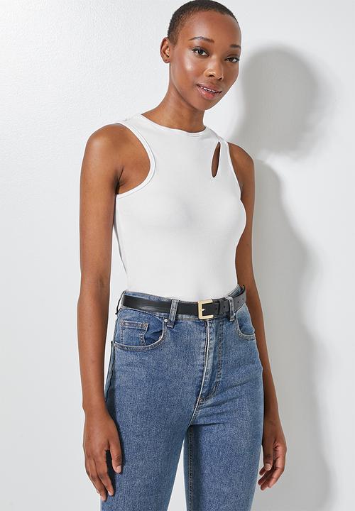 Superbalist - Cutout detail rib top - white